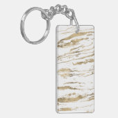 Modern wit goud marmer Abstract Sleutelhanger (Voorkant Links)