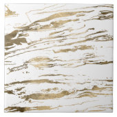 Modern wit goud marmer Abstract Tegeltje (Voorkant)