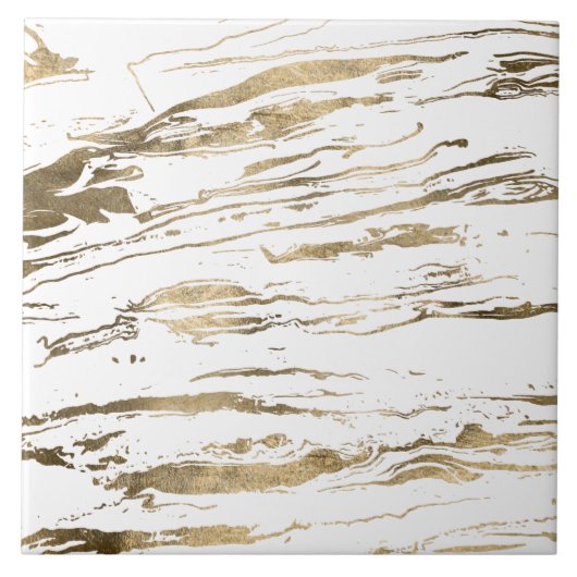 Modern wit goud marmer Abstract Tegeltje (Voorkant)