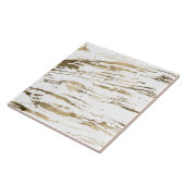 Modern wit goud marmer Abstract Tegeltje (Zijkant)