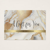 Modern Wit Goud Marmer Certificaat Cadeau Kaart (Voorkant)