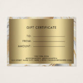 Modern Wit Goud Marmer Certificaat Cadeau Kaart (Achterkant)