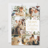 Modern Wit Goud Multi Foto Vrolijk Kerstfeest Feestdagenkaart (Voorkant)