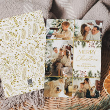 Modern Wit Goud Multi Foto Vrolijk Kerstfeest