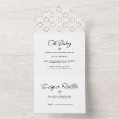 Modern Wit Goud Oh Baby shower All In One Uitnodiging (Binnen)