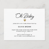 Modern Wit Goud Oh Baby shower Invitation Informatiekaartje (Voorkant)
