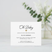 Modern Wit Goud Oh Baby shower Invitation Informatiekaartje (Staand voorkant)