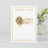 Modern Wit Goud Paspoort Bruiloft Kaart (Staand voorkant)