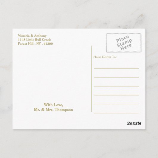 Modern Wit & Goud Polka Dots Bruiloft Dank u Briefkaart (Achterkant)