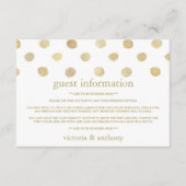 Modern wit & goud polka stippen bruiloft detail informatiekaartje (Voorkant)