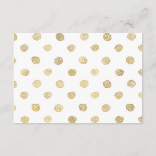 Modern wit & goud polka stippen bruiloft detail informatiekaartje (Achterkant)