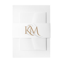Modern Wit Goud Script Monogram Eenvoudige Huwelij Uitnodigingen Wikkel