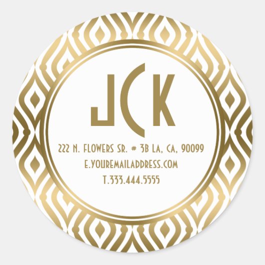 Modern Wit & Goud Teardrop geometrisch patroon Ronde Sticker (Voorkant)