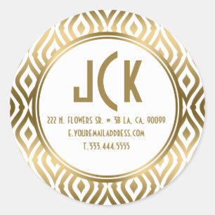 Modern Wit & Goud Teardrop geometrisch patroon Ronde Sticker