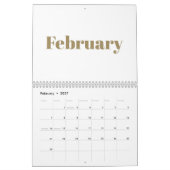 Modern wit goud vet typografie maand 2024 kalender (Feb 2027)