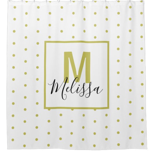 Modern wit gouden cirkel patroon douchegordijn (Voorkant)
