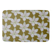 Modern Wit Goudgrijs Lelie Bloem Patroon Badmat (Voorkant)
