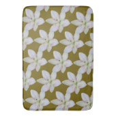 Modern Wit Goudgrijs Lelie Bloem Patroon Badmat (Voorkant Verticaal)