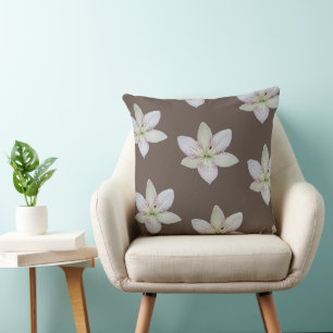 Modern Wit Goudgrijs Lelie Bloem Patroon Kussen
