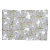 Modern Wit Goudgrijs Lelie Bloem Patroon Kussensloop (Achterkant-Links)