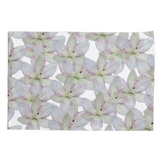 Modern Wit Goudgrijs Lelie Bloem Patroon Kussensloop (Achterkant-Links)