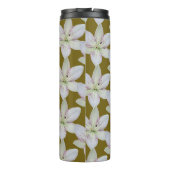 Modern Wit Goudgrijs Lelie Bloem Patroon Thermosbeker (Achterkant)