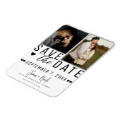 Modern Wit & Grijs Bewaar de datum 2 Foto Bruiloft Magneet (Linkerzijde)
