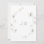 Modern Wit Grijs & Goud Bloemen Vrijgezellenfeest Kaart (Achterkant)