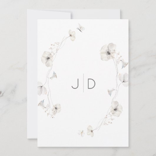 Modern Wit Grijs & Goud Bloemen Vrijgezellenfeest Kaart (Achterkant)