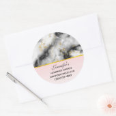 Modern Wit Grijs Marmer met Gouden Lintzaken Ronde Sticker (Envelop)