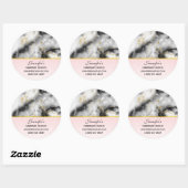 Modern Wit Grijs Marmer met Gouden Lintzaken Ronde Sticker (Vel)