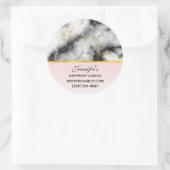 Modern Wit Grijs Marmer met Gouden Lintzaken Ronde Sticker (Tas)