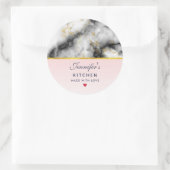 Modern Wit Grijs Marmer met Gouden Ribbon Keuken Ronde Sticker (Tas)