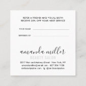 Modern wit grijs verwijst naar een vriend script h aanbevelingskaartje (Achterkant)