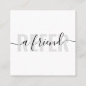 Modern wit grijs verwijst naar een vriend script h aanbevelingskaartje (Voorkant)