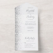 Modern Wit Grijs Zilver Glitter Huwelijk All In One Uitnodiging (Binnen)