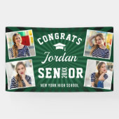 Modern Wit Groen Afstuderen Klasse van 2024 FOTO Spandoek (Horizontaal)