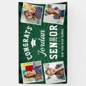 Modern Wit Groen Afstuderen Klasse van 2024 FOTO Spandoek (Verticaal)