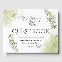 Modern wit & groen Bloemen Waterverf bruiloft