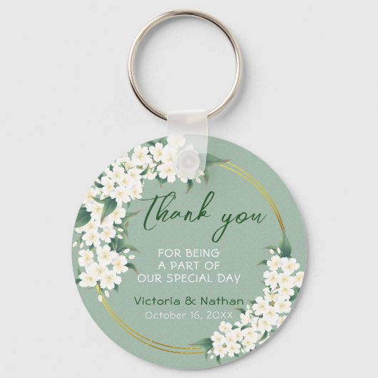 Modern -wit-groen huwelijk sleutelhanger (Voorkant)