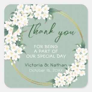 Modern -wit-groen huwelijk vierkante sticker