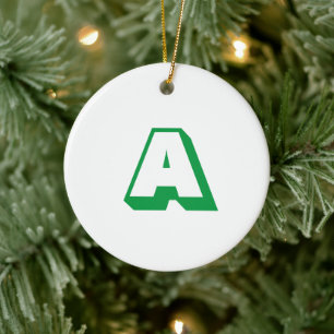 Modern wit groen initiaal monogram typografie keramisch ornament