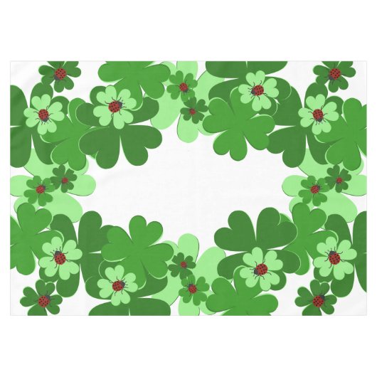 Modern Wit, Groen, Rode Lieveheersbeestje Insect & Tafelkleed (Voorkant (Horizontaal))