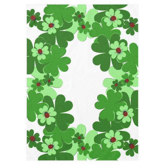 Modern Wit, Groen, Rode Lieveheersbeestje Insect & Tafelkleed (Voorkant)