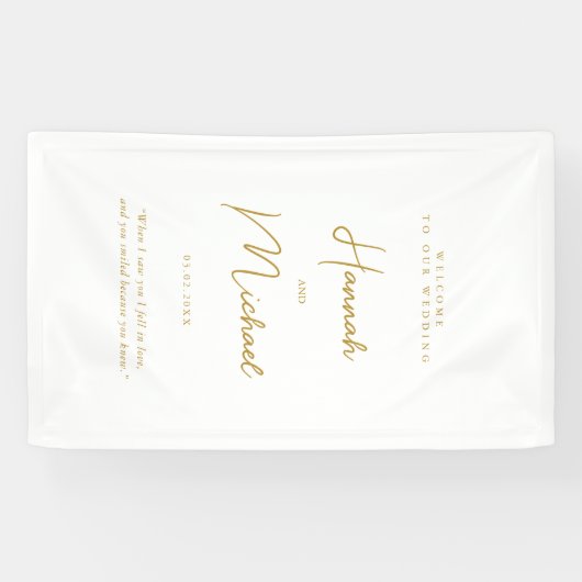 Modern, Wit, Handschriftdoopvont, Huwelijkswelkom Spandoek (Horizontaal)