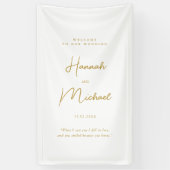 Modern, Wit, Handschriftdoopvont, Huwelijkswelkom Spandoek (Verticaal)