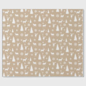 Modern wit hert sneeuwvlokken patroon cadeaupapier (Vlak)