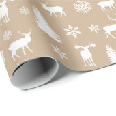 Modern wit hert sneeuwvlokken patroon cadeaupapier (Rol Hoek)