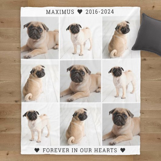 Modern Wit Hondenherdenkingsfotocollage Fleece Deken