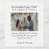 Modern Wit Huwelijk Officiant Gift met Foto Wijn Etiket (Enkel label)